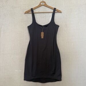 NWT Skims Women's Wide Strap Swim Tank Dress In Gunmetal Size Large